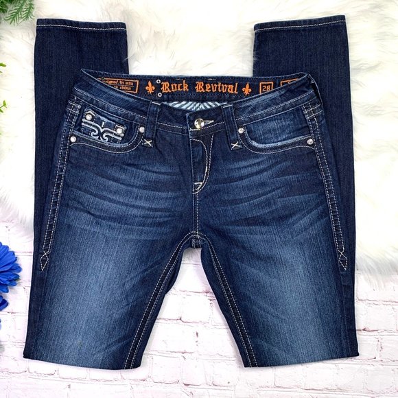 🚫SOLD!👖I•ROCK REVIVAL•I Sara Skinny Jeans 28x32 - Picture 6 of 8